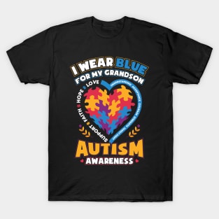 Autism Awareness I Wear Blue for My Grandson T-Shirt